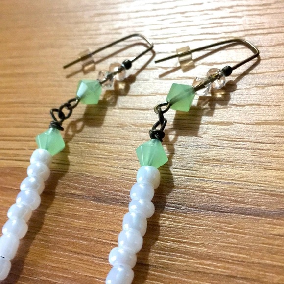 *5 For $20***Ladies Lime Green Long Dangle Earrings, Handmade Earrings - Picture 4 of 5